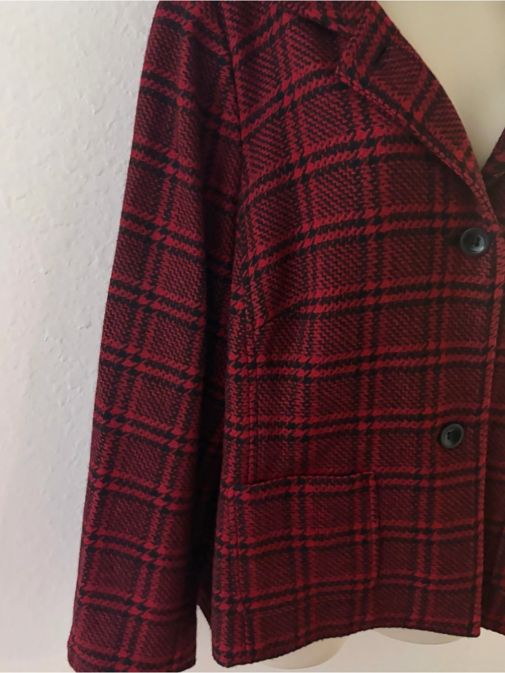 Talbots Red Plaid Two-Button Jacket - Picture 2 of 6